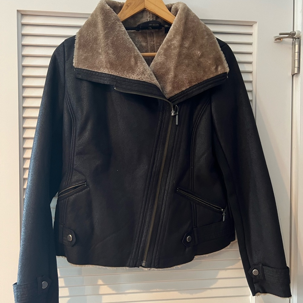 Moto jacket with faux fur lining - NEW
